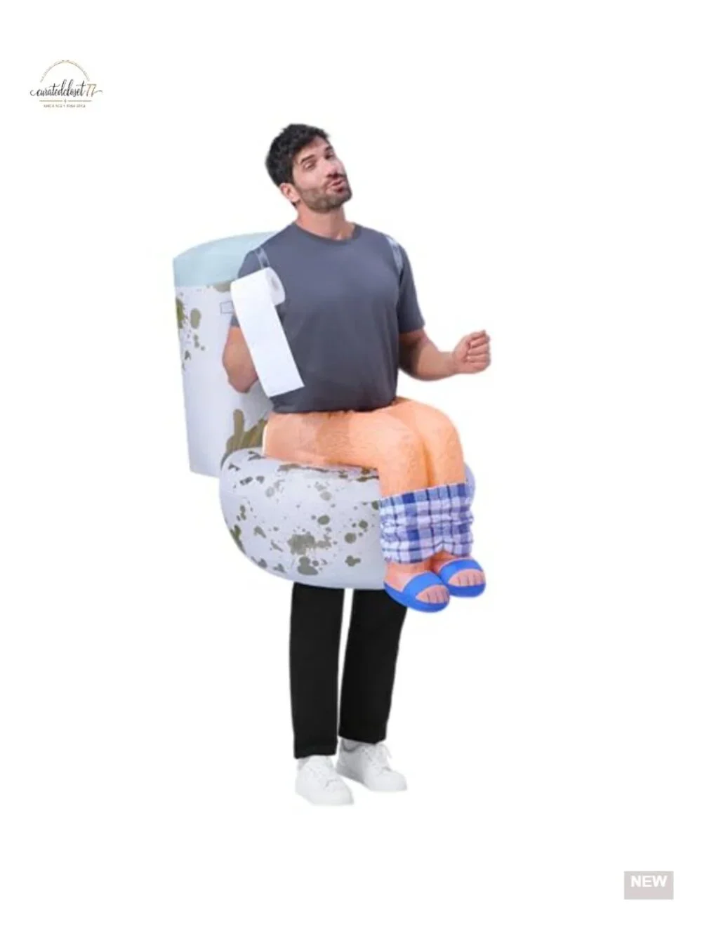 Inflatable Toilet Costume Funny Blow Up Adult Halloween Party Cosplay